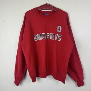 Vintage Champion Ohio State Buckeyes Embroidered Crewneck Sweatshirt Red XL